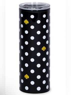 kate spade Black and White Polka Dot Party Popper Tube with Gold Spade 16oz